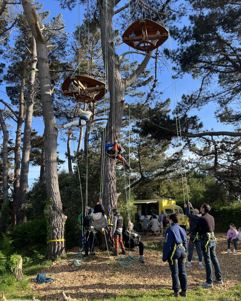 apprendre la grimpe d'arbres utopiabre plage de tourony côte de granit rose